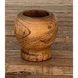 Hand-Turned Wooden Decorative Vessel Solid Wood 4.5 Tall